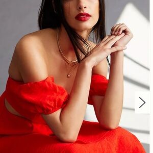 Red Off-Shoulder Midi Dress